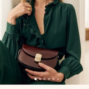 Sezane Chlo Shirt in Bottle Green size M/38